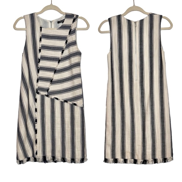 NWT TESS GIBERSON Linen and Cotton Blend Striped Shift Dress. Size 0 - Picture 1 of 8